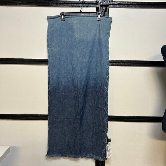 Armani Exchange Blue Cotton Scarf, Denim Look, Diamond Pattern, 18 x 80 Inches - Picture 3 of 5